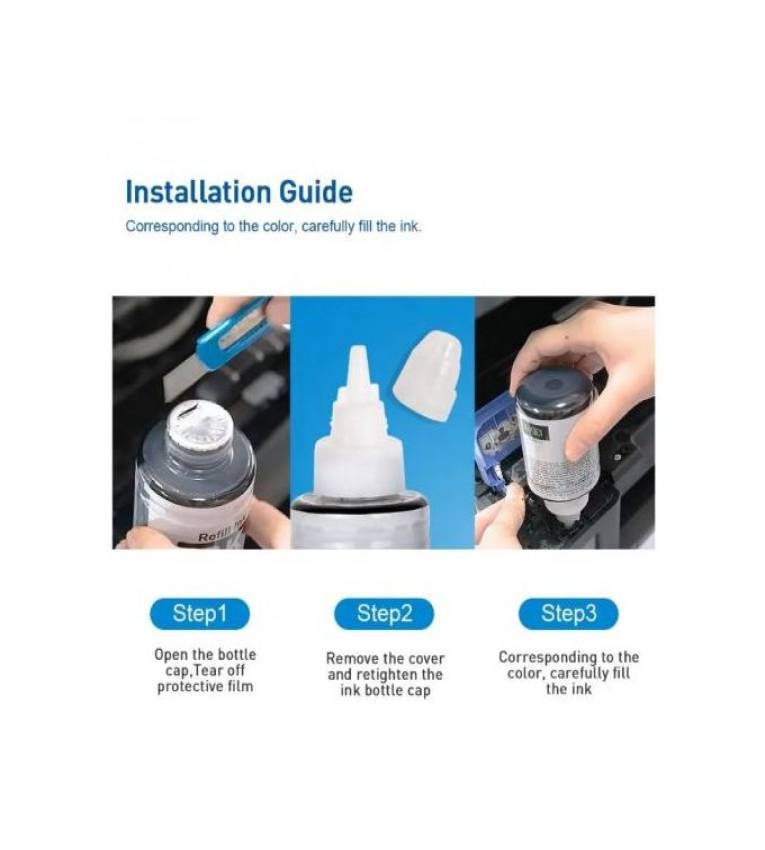 Refill Ink Printer Bouteille de Recharge d'Encre Noir  135 ml pour Imprimantes de série G, avec Capacité d'impression d'environ 6000 pages résistante à l'eau